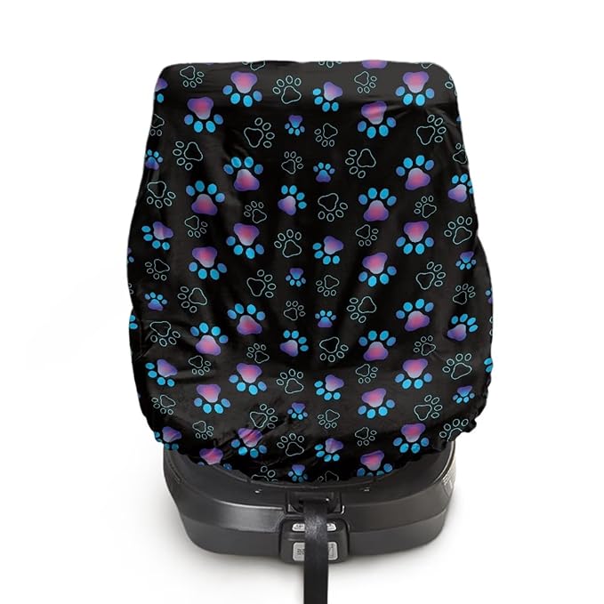 XYZCANDO Dog Paw Print Car Seat Protector for Child Car Seat Cartoon Baby Car Seat Shade Cover Breathable Car Seat Sun Cover for Baby Easy to Install Baby Car Seat Cover Gift for Family