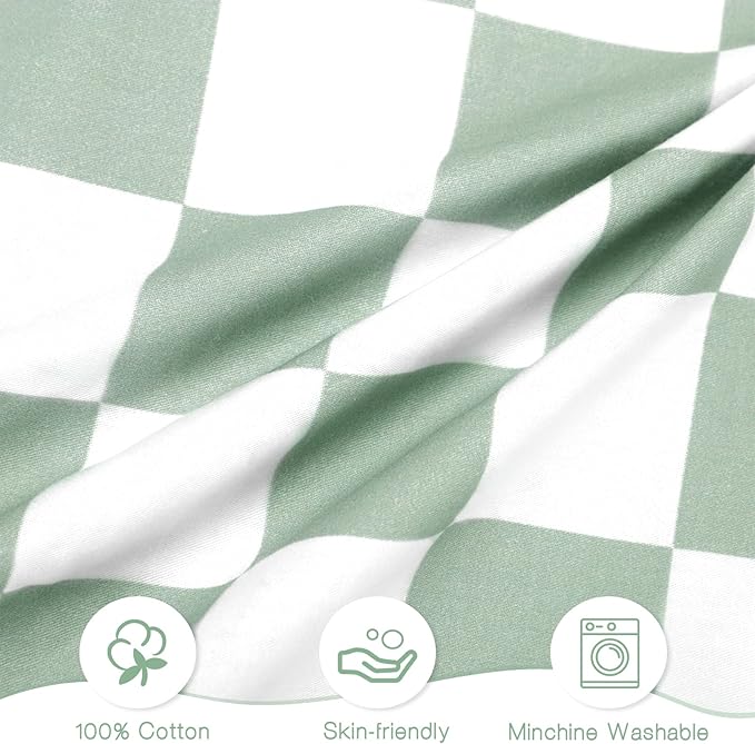 DILIMI Baby Lounger Cover, Cotton Baby Nest Replacement Cover for Girls Boys, Soft Breathable Reversible Newborn Lounger Cover, Green Checkered (Only Cover)