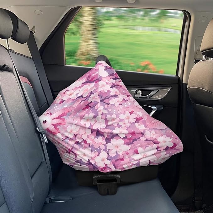 Axolotl Baby Carseat Cover Pink Multi-use Breathable Nursing Cover,High Stretchy Infant Carseat Canopy Stroller Cover,Car Seat Covers for Bbies, Boys & Girls