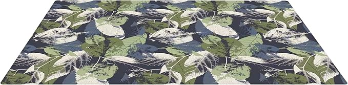Premium Stylish Foam Play Mat | Cushy-Soft & Thick | Easy-to-Clean, Hypoallergenic, Non-Toxic, Pet-Friendly | One Piece - Large Navy Leaves