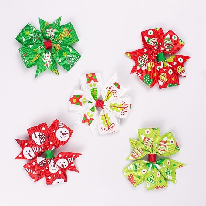 JIAHANG Christmas Floral Printed Hair Bow Clips 24PCS, Swallow Tail Alligator Clips for Baby Girls Toddler Kids