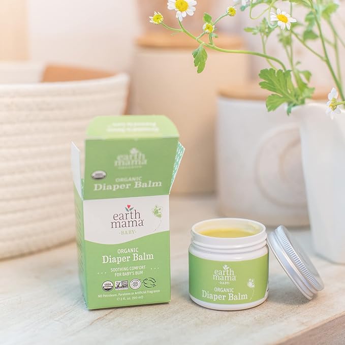 Earth Mama Organic Diaper Balm Multipurpose Baby Ointment | EWG Verified, Petroleum & Fragrance-Free with Calendula for Sensitive Skin, 2-Fluid Ounce (4-Pack)