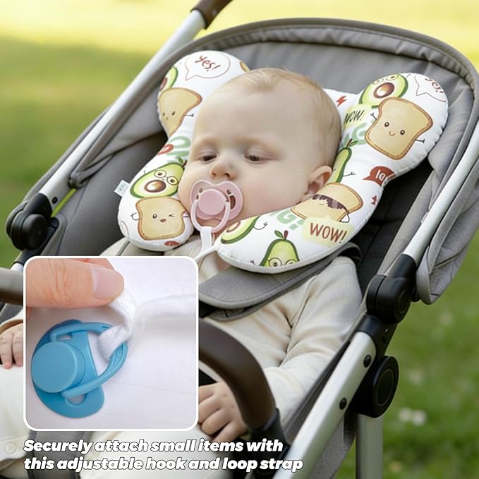 Baby Travel Pillow, U-Shape Pillow for Car Seat, Stroller and Pushchair, Soft Lightweight Baby Travel Accessory (Avocado)
