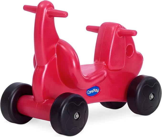 Careplay 2-in-1 Puppy Push & Ride-on Toy, Indoor & Outdoor Use, Low Profile Seat, Recommended for Children up to 50lbs, Durable Construction, Made in The USA, Red