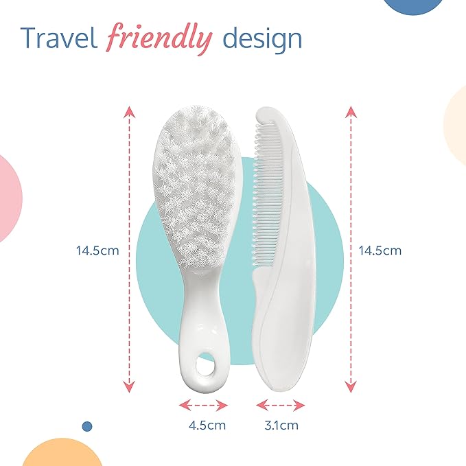 LuvLap Elegant Baby Hair Brush and Comb Set, 0m+ (White)