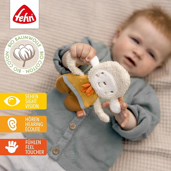 Fehn fehnNATUR rustling sheep - Activity Soft Toy for Grasping and Playing - Motor Skills Toys & Rustling Toys for Babies and Young Children from 0+ Months