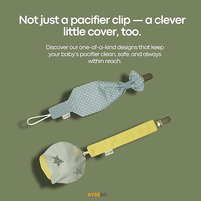 Necktie Pacifier Clip & Protective Round Holder – Adjustable, Handmade & Ultra Durable, 2-Pack, 100% Cotton, Safe & Stylish