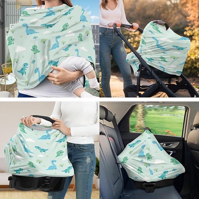 Cute Carseat Canopy for Babies Soft Breastfeeding Nursing Pillow Slipcovers Breathable Fits Snug On Infant 2PCS Baby Feeding Essentials