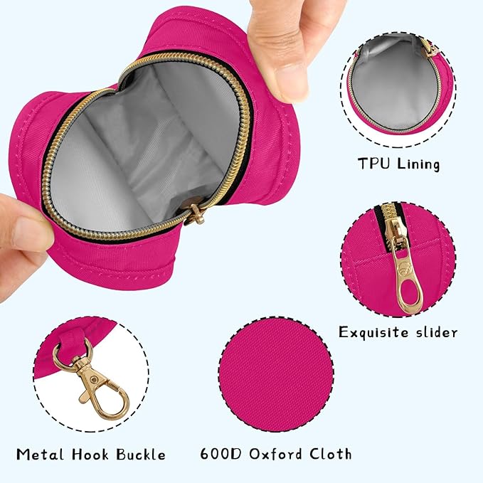 Hot Pink Pacifier Holder with Clip Pacifier Case for Diaper Bag Round Baby Pacifier Pouch Box Bag Portable