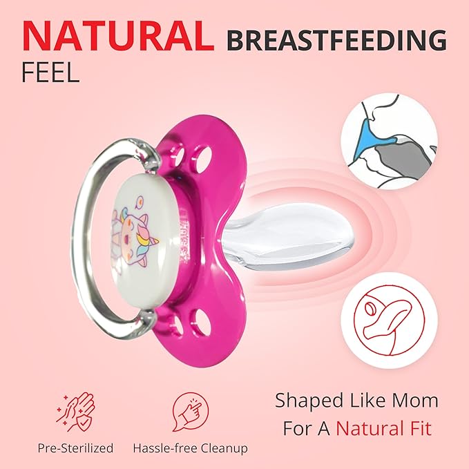 Playtex Baby Binky Orthodontic Pacifier with Air Comfort Shield, Medical Grade Silicone, Pink & Purple, 2 Count