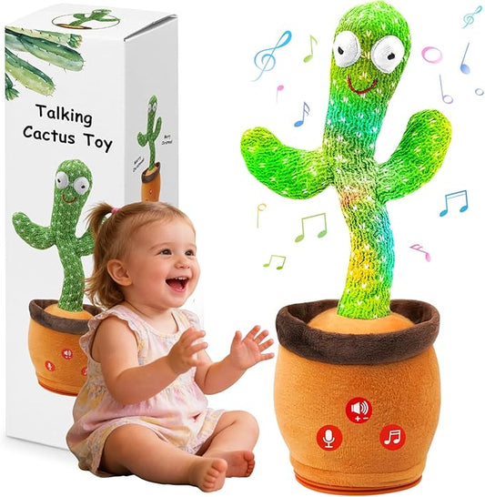 Baby Toys Dancing Talking Cactus Toy with Adjustable Volume, Boys Girls Gifts Interactive Singing Mimicking Repeating Cactus, for Toddlers 0-18 Months Christmas Birthday Easter Basket Stuffers