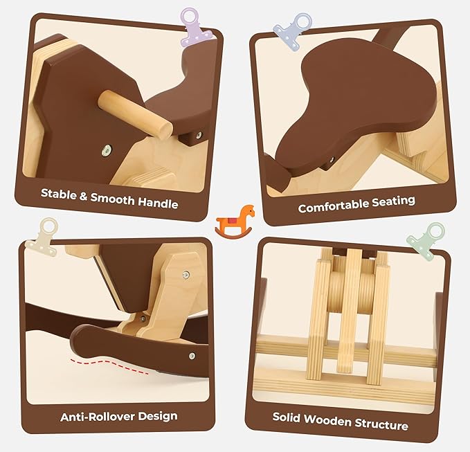 Belleur Rocking Horse for Kids 1-3 Years Old, Premium Wooden Rocking Toy for Toddlers for Indoor & Outdoor Activities, Baby Horse Riding Toy for Birthday & Visit Gifts