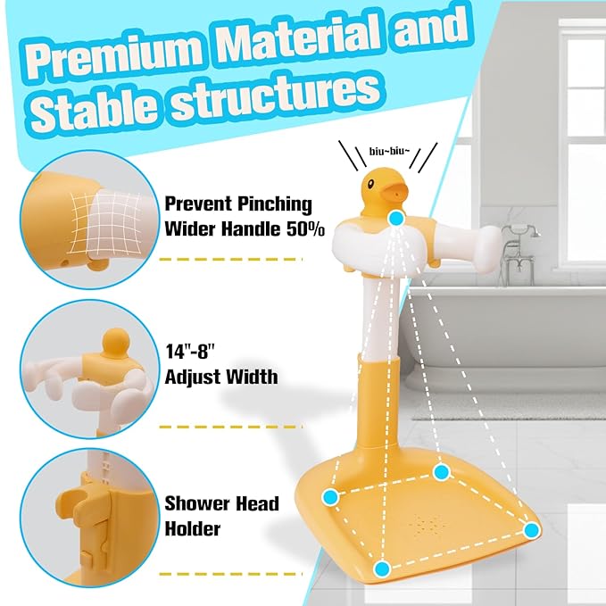 Adjustable Baby Shower Stand Support | Safety & Non-Slip Baby Bath Stand | Standing Bathtub for Infants 8-36 Months | Toddler Shower Support with 55 Lbs Capacity | Ideal Gift for Babies Bath