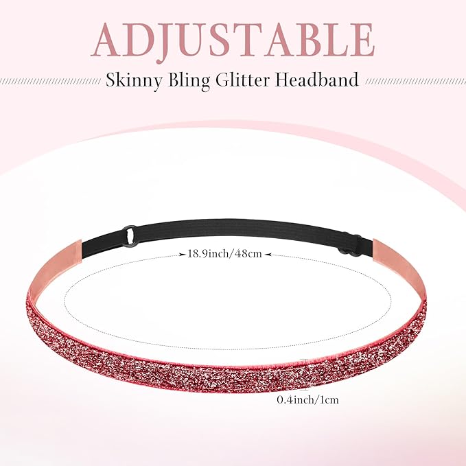 WILLBOND 10 Pcs Glitter Non Slip Running Headbands Girls Elastic Sports Velvet Sparkly Fabric Stretchy Shiny Headband Workout Fashion Hair Accessories for Women Party Favor(0.4 Inches,Bright Color)