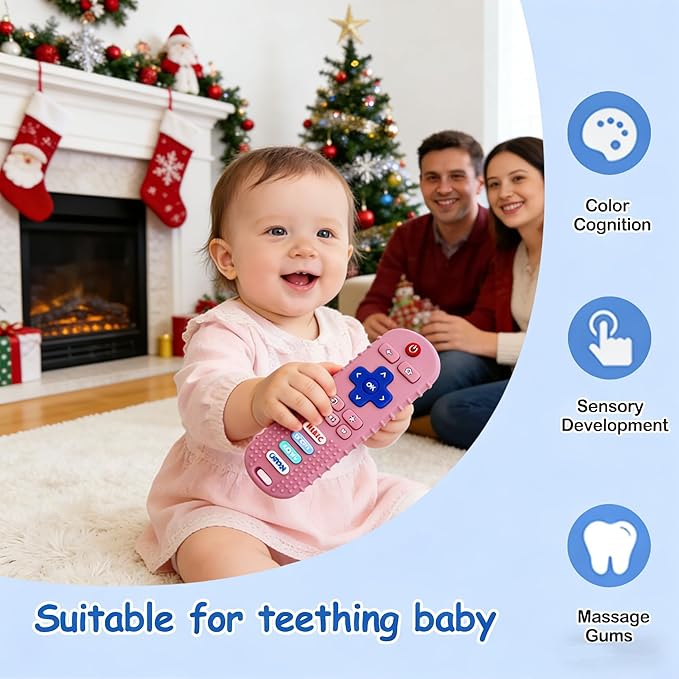 3 Pack Silicone Teething Toys - Teething Remote Control for Baby, BPA Free Baby Chew Toys & Easy to Hold Teether for Babies 6-12 Months, Perfect Birthday and Easter Gifts for Babies