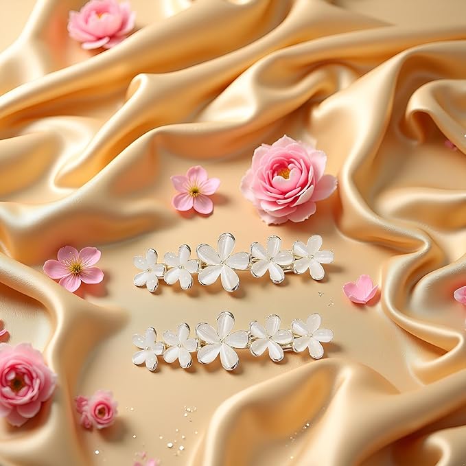 2Pcs Golden Flower Opal Hair Clips Gold Sparkly Wedding Barrettes Fancy Hair Pins Valentines Wedding Prom Engagement Birthday Decorative Accessories for Women Girls Thick Fine Hair,Clips and Barrettes