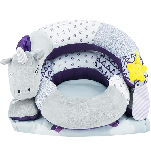 Lovvie & Joy 2-in-1 Tummy Time Mat & Seated Support Pillow,Baby Tummy Time Pillow Support for Newborns and Older Babies,with Detachable Support Pillow and Toys Unicorn