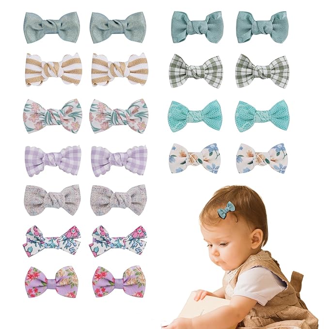 JESSCAT 22 Pcs Hair Clips for Girls with Bows Flower, Fully Lined Alligator Clips and Barrettes, Fabric Handmade Barrettes Hair Accessories for Girls Baby Infants Toddler Kids