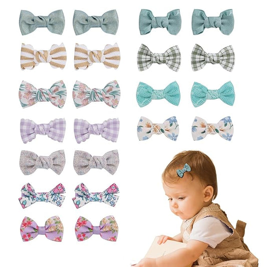 JESSCAT 22 Pcs Hair Clips for Girls with Bows Flower, Fully Lined Alligator Clips and Barrettes, Fabric Handmade Barrettes Hair Accessories for Girls Baby Infants Toddler Kids
