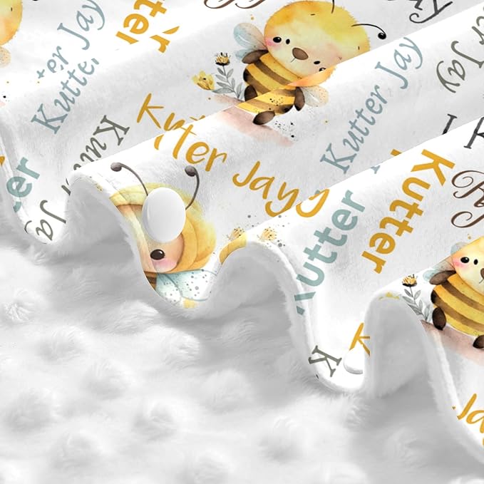 Personalized Winter Carseat Cover for Baby Custom Name Car Seat Canopy for Newborn Baby Boys Girls 2 in 1 Mom Nursing Breastfeeding Covers Bee Minky Baby Carrier Stroller Covers
