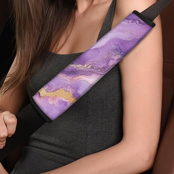 Seat Belt Cover,Purple Marble Soft Car Seat Belt Pad Cover Seat Belt Shoulder Pads for Adults Kids Set of 2 Universal Fit