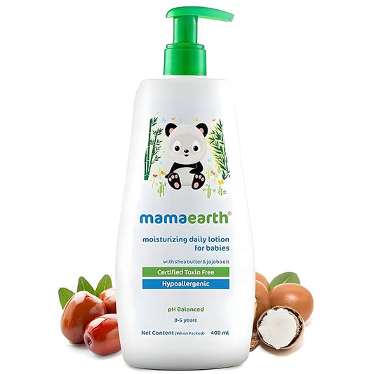 Mamaearth Daily Moisturizing Baby Body Lotion | Skin Nourishment with Shea Butter & Jojoba Oil | Gentle Formula for Delicate Skin of Babies | 13.53 Fl Oz (400ml)