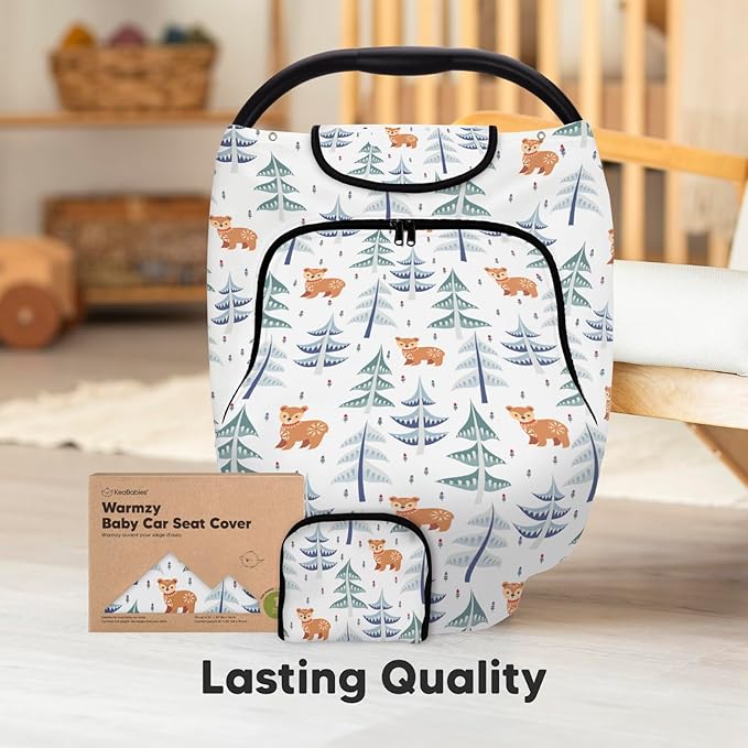 KeaBabies Winter Car Seat Cover Baby, Newborn - Universal Fit Infant Carseat Covers Baby Girl, Boy, Breathable, Lightweight Blanket, Easy to Use Stroller Canopy, Rain, Wind, Sun Shade (Wintry)