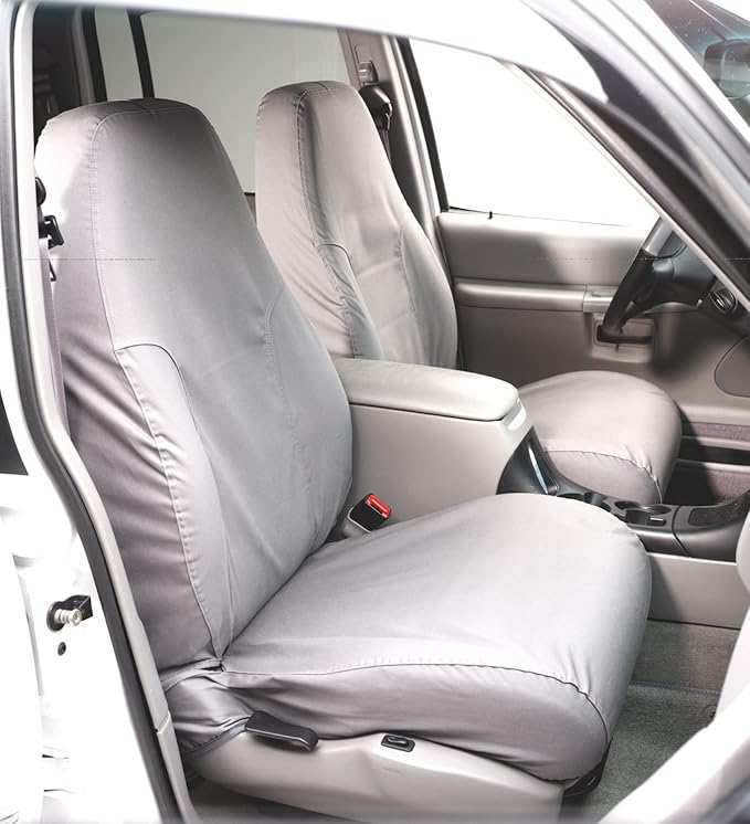 Covercraft - SS2354PCGY Custom-Fit Front Bucket SeatSaver Seat Covers - Polycotton Fabric, Grey