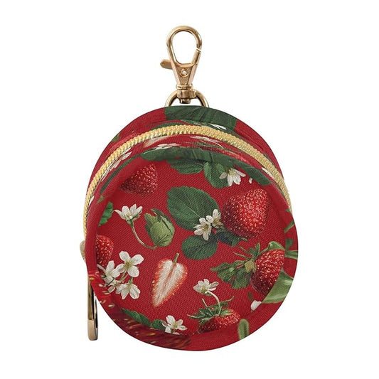 Pacifier Holder with Clip Pacifier Case for Diaper Bag Round Baby Pacifier Pouch Box Bag Portable Red Strawberries Flowers
