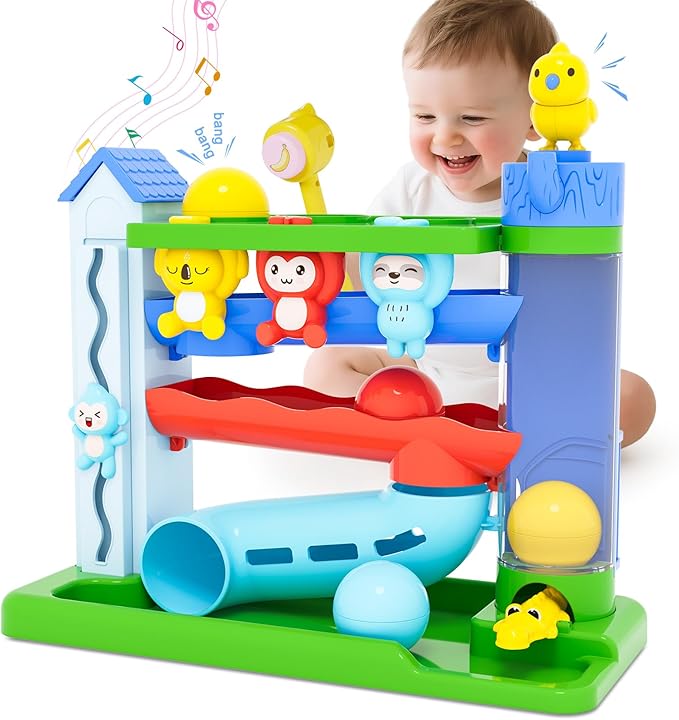 VOILBTOY Musical Toy for 1-2 Year Old Boys,Educational Baby Toys 12-18 Months,Ball Drop Toy with English & Spanish,Fine Motor Toys for Toddlers 1-3,Birthday Gift for 1+ Year Old Boy (Blue)