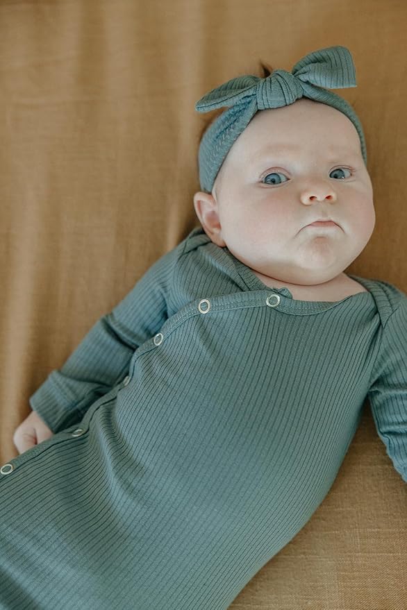 Copper Pearl Baby Bows: Stylish Headbands for Baby Girls, Premium Soft and Stretchy Baby Headbands, Perfect for Newborns, Trendy Designs - Moss