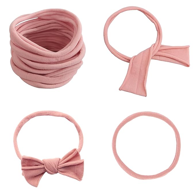 Qearl 60 Pack Soft Stretchy DIY Nylon Headbands Hair Bands Bows DIY Accessory for Newborn Baby Girls