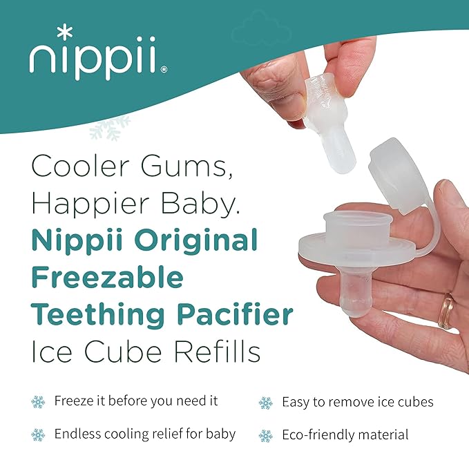 Nippii Ice Cube Tray for Freezable Teether Pacifier - BPA Free Silicone Ice Cube Trays for Freezer - Designed to Fit Nippii Teething Pacifier - Ideal for Baby Teething Relief - Makes 6 Small Ice Cubes