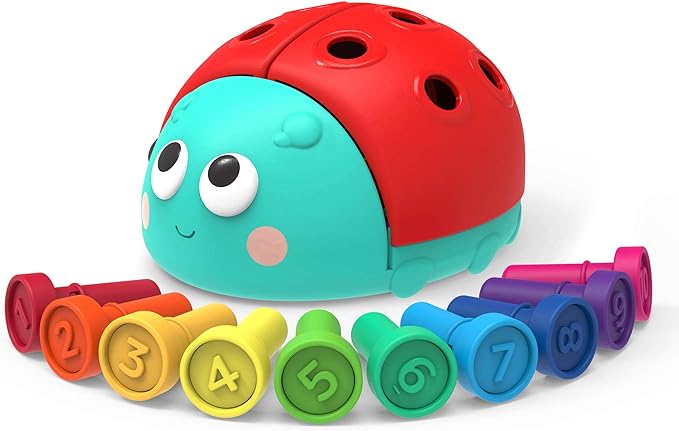 Battat Education – Fine Motor Peg Toy for Toddlers & Kids, Montessori Educational Developmental Learning Ladybug with Colorful Stacking Fun, Early Skills Development Toy for Preschoolers 18+ Months