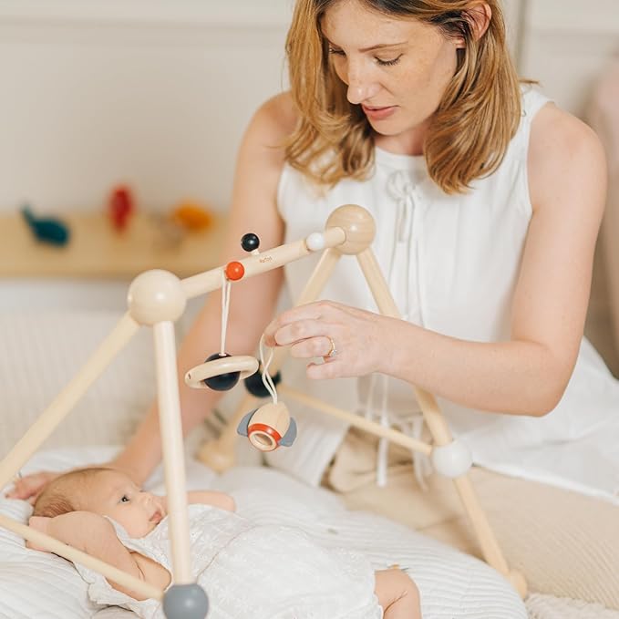 PlanToys® Wooden Baby Play Gym | Eco Friendly Sensory & Tummy Time Toy | Montessori Activity Gym for Newborn Visual Development, Focus, Motor Skills & Early Learning