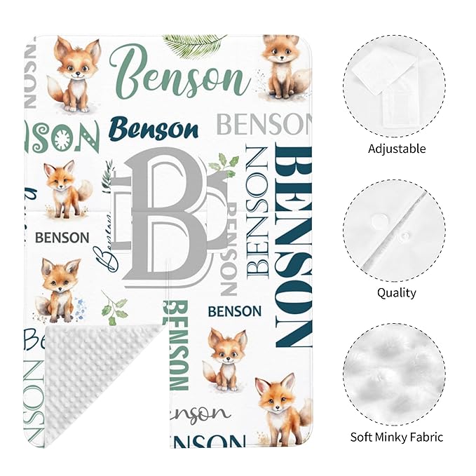 Personalized Winter Car Seat Covers for Babies with Name Fox Minky Baby Car Seat Cover for Boys Girls Custom Infant Carseat Covers Baby Blanket Nursing Cover Breastfeeding Scarf