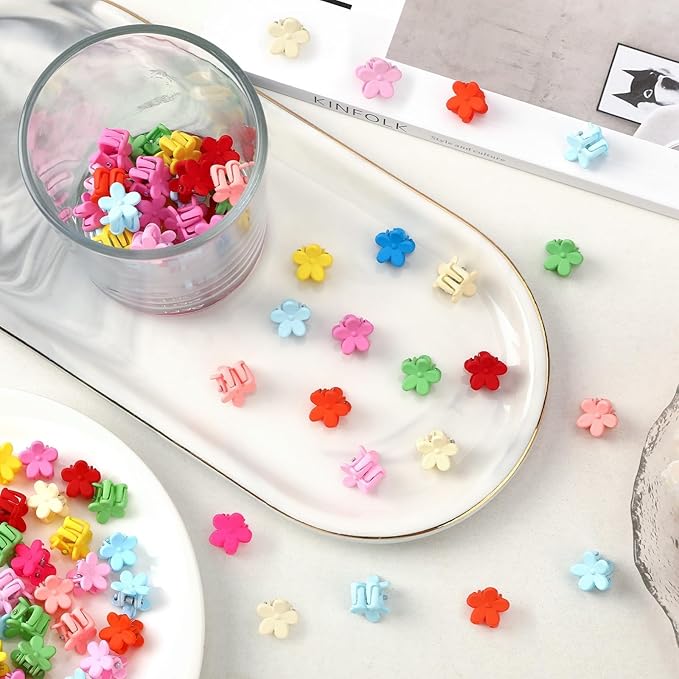 JANYUN 50 Pcs Colorful Mini Hair Claw Small Hair Clips Clamps Hair Accessories for Women Decorative Bun Tiny Hair Clips, Assorted Colors