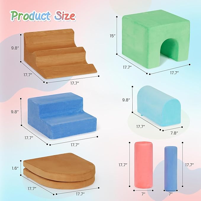 BODIOO Climbing Toys for Toddlers, Foam Climbing Blocks with 8-Piece Modular Set, Washable Cover Supports Color Coordination, Motor Skills, Climb Crawl and Slide