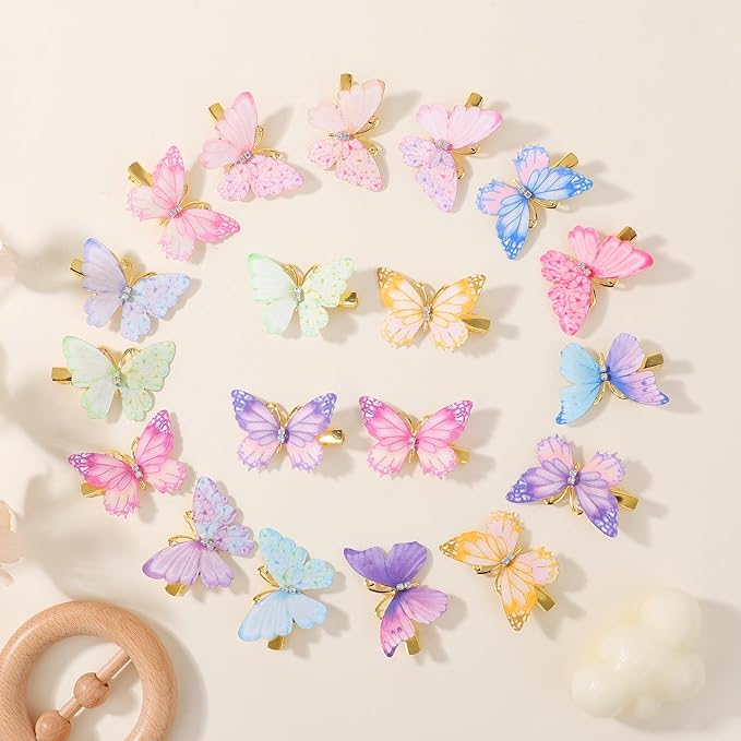 yoyokid 30PCS Butterfly Hair Clip for Girls, Colorful Gradient Metal Alligator Barrettes, Cute Butterfly Hair Accessories for Kids Toddlers Women, Party Daily Wear