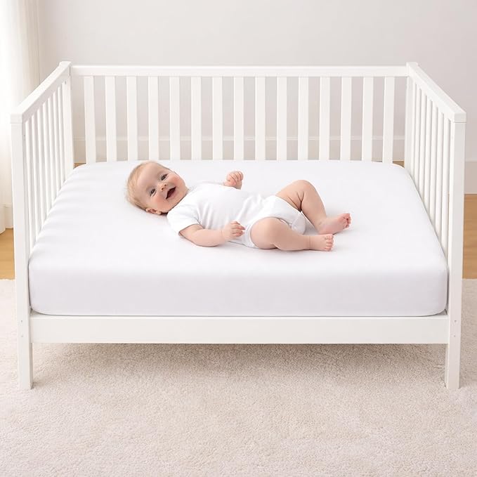 Organic Textiles Organic Cotton Crib Fitted Sheet for Babies and Toddlers, GOTS Certified, Standard, White, 1 Fitted Sheet