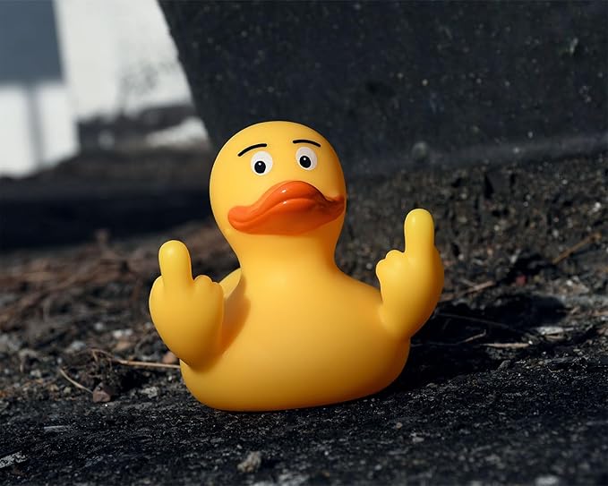 Middle Finger Rubber Ducks 3" Funny Rubber Ducks Giving Two Middle Fingers for Ducking Cool Dashboard Decorations Car Accessories