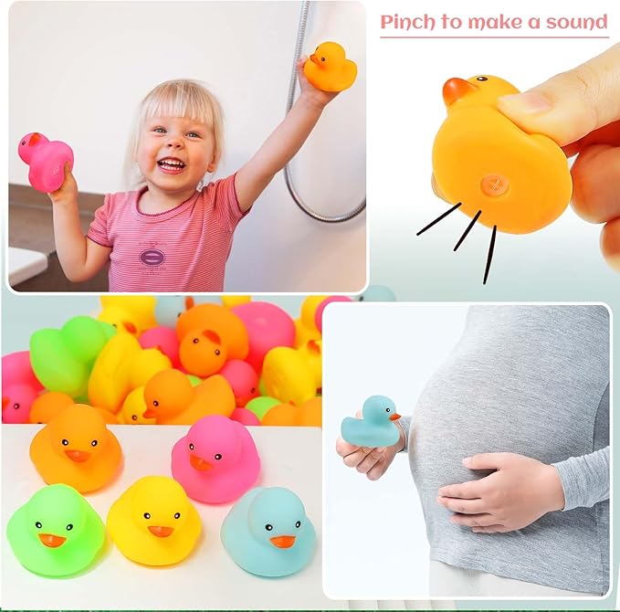 100pcs Mini Rubber Ducks Bath Toys, Multicolor Rubber Duckies Bulk, Mini Ducks Hiding for Cruise Ship Party Favors Shower Decorations Ducky Themed Pool Squeeze Games Classroom Prize