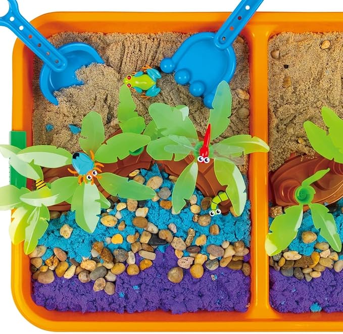 Made By Me Jumbo 60 Piece Color Changing Enchanted Rainforest Sensory Playset, Fun Sensory Bins for Toddlers 3 with 4LB Moldable Sand, Unique Fine Motor Toys