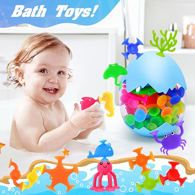 HYSZXUS Bath Toys - 27 PCS Suction Cup Toys Bathtub Toy Shower Toy for Kids Ages 4-8,Sensory Toys for 3 4 5 6 7 Year Old Boys Girls,Mold Free Bath Toy Travel Toy Easter Gifts