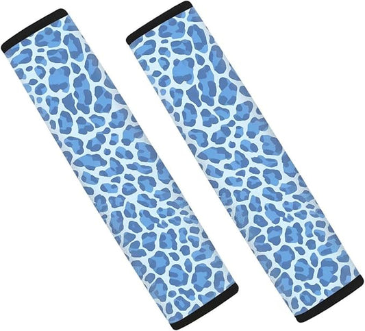 Leopard Print Car Safety Belt Cover Pad Set of 2 Pcs Cartoon Animal Skin Cheetah Pattern Car Seat Belt Pads More Comfort Driving Universal Car Interior Accessories