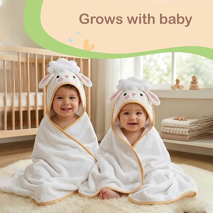 Mother's Choice Baby Towels for Newborn 100% Organic Cotton Hooded Design, Large Size Toddler Towels, Ultra-Soft & Absorbent Bath Towel for Newborns, Infants, Toddlers, Boys & Girls with Animal Hood