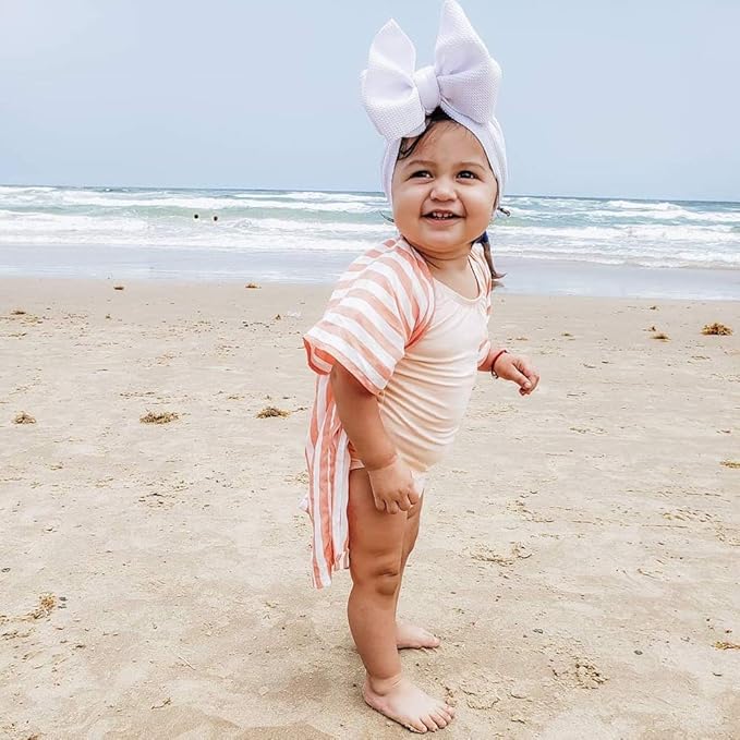 Baby Girl's 8'' Soft Big Bow knot Nylon Headband Toddler Hairband for Photography Travel Party Festivals (White)
