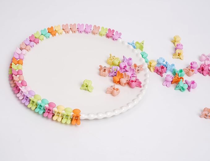 50 Pcs Colorful Mini Hair Claw Small Hair Clips Clamps Hair Accessories for Baby Girl Decorative Bun Tiny Hair Clips (Set-D)