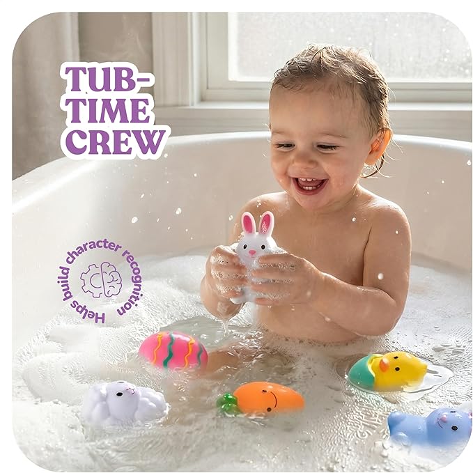 ArtCreativity Easter Basket Stuffers for Toddlers, Mold Free Bath Toys, 6 Pack, No Hole Easter Bath Toys, Soft Squeezable Bathtub Toys for Baby & Toddler, Great Easter Gifts for Kids 6 Month+