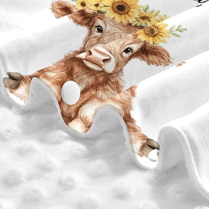 Personalized Baby Car Seat Canopy with Name – Custom Highland Cow Minky Nursing Cover for Boys & Girls, Soft Stroller Cover for Infants & Newborns, Carseat Canopy for Breastfeeding